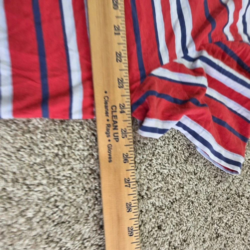 Polo Ralph Lauren Shirt Mens Large Red Navy Blue Classic Fit Striped Pocket